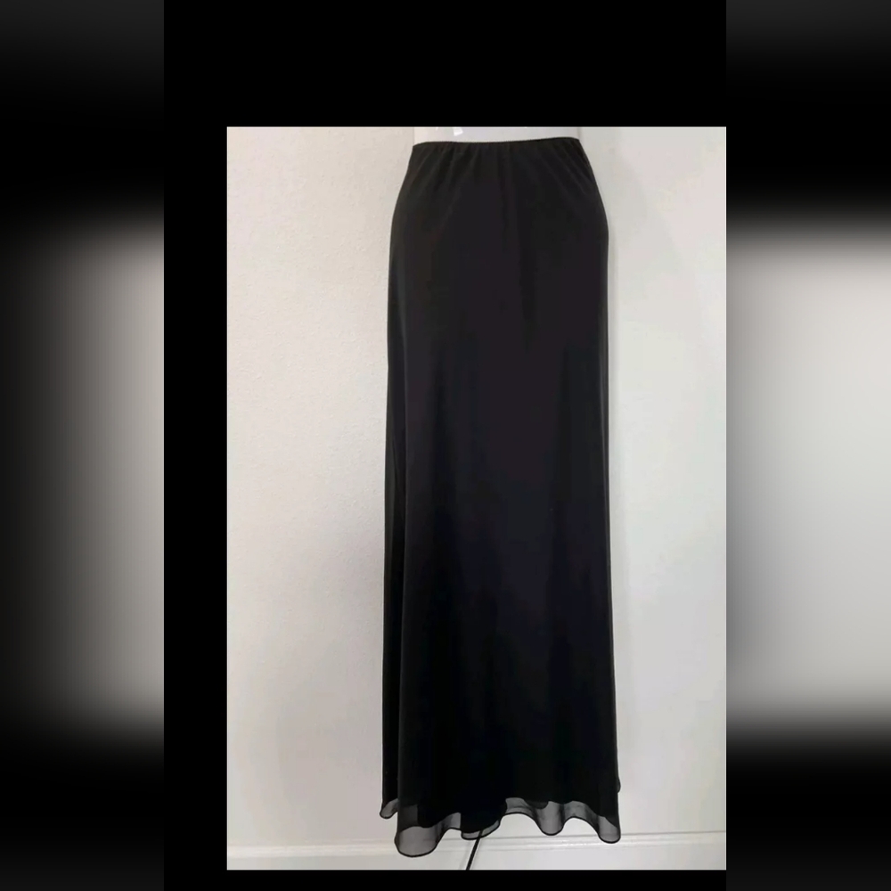 ALEX Evenings Minimalist Black Formal Long Maxi Skirt Sz Large Chiffon Pull On